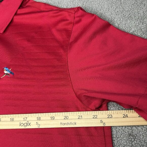 Nike Tiger Woods Polo Shirt Mens Large Red Dri Fit Embroidered Bird Golf Stretch - Picture 8 of 14